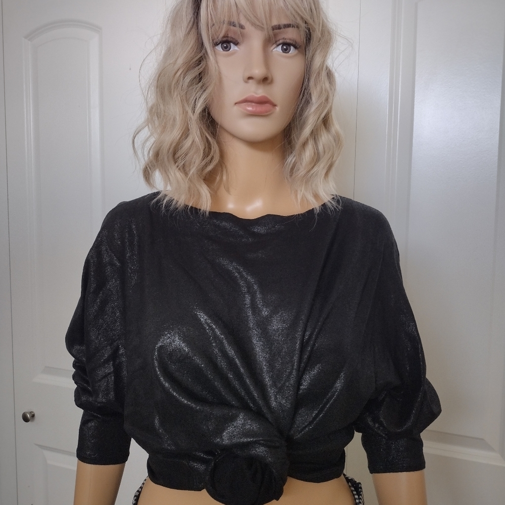 Ralph Lauren Black Sheen Blouse